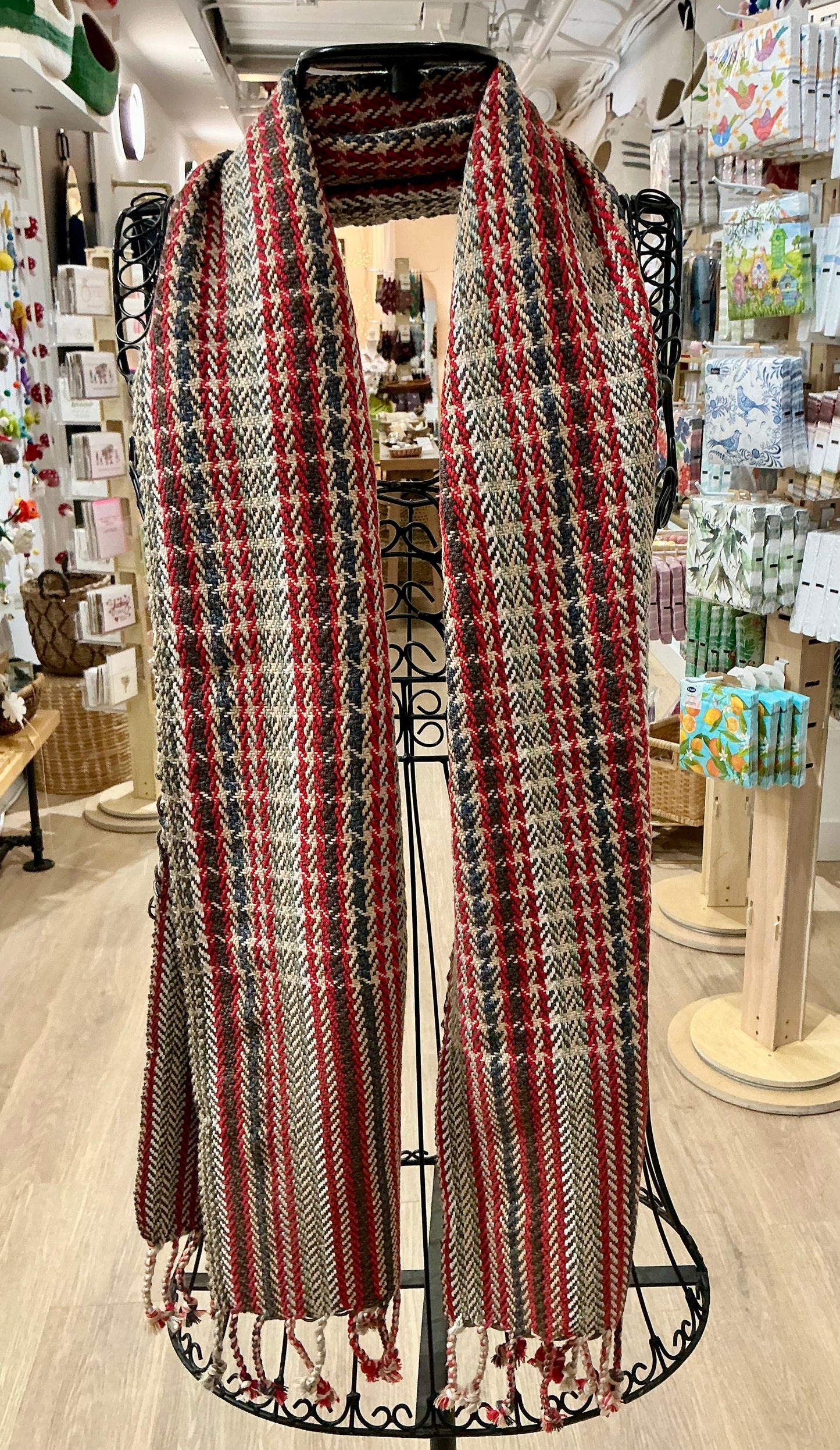 Silk Viscose Banana Fibre Scarf (Red Weave)