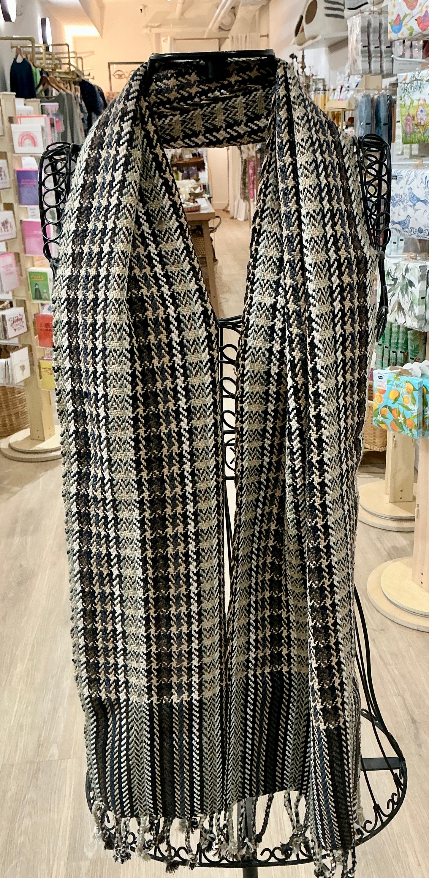 Silk Viscose Banana Fibre Scarf (Chocolate Beige Weave)
