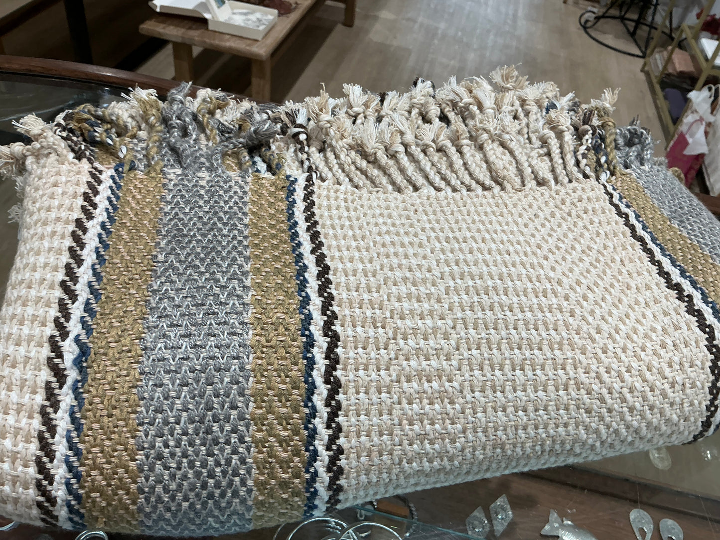 Silk, Viscose and Banana Fibre Blanket (Cream and Gold)