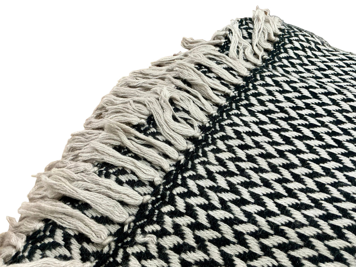 Cashmere Throw Blanket - Cream and Dark Charcoal Loose Weave (small)