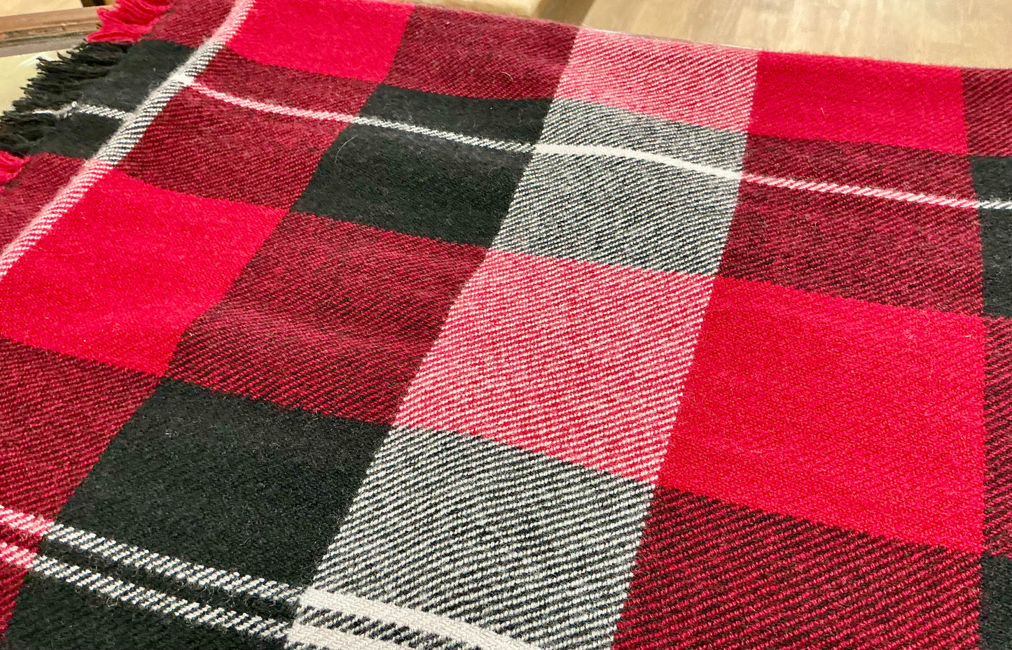 Pure Cashmere Red and Black Shawl