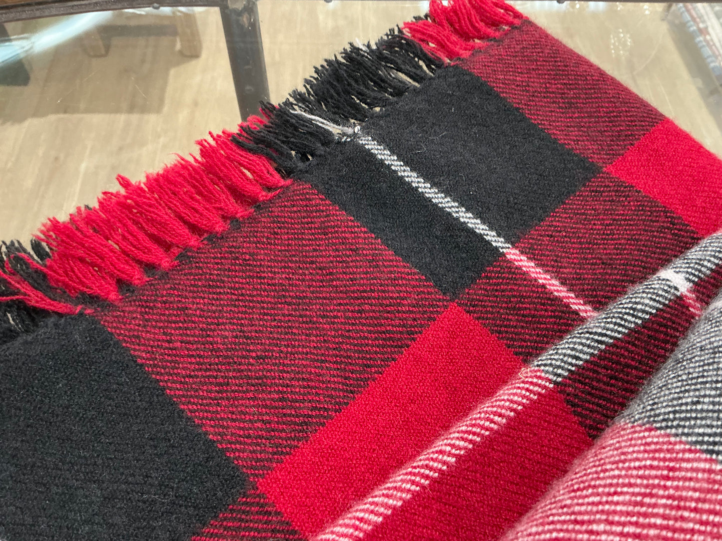 Pure Cashmere Red and Black Shawl