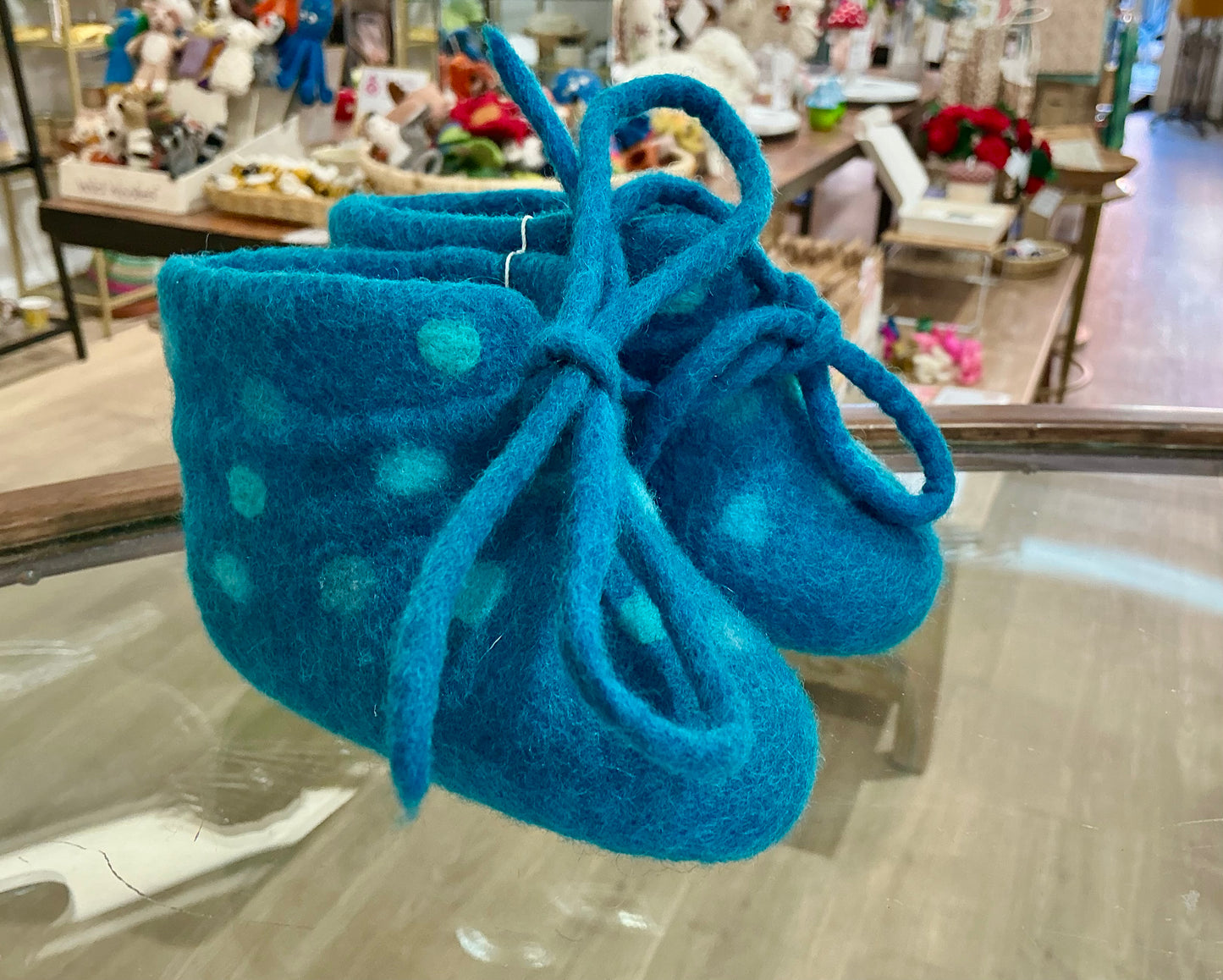 Blue Spotted Baby Slippers