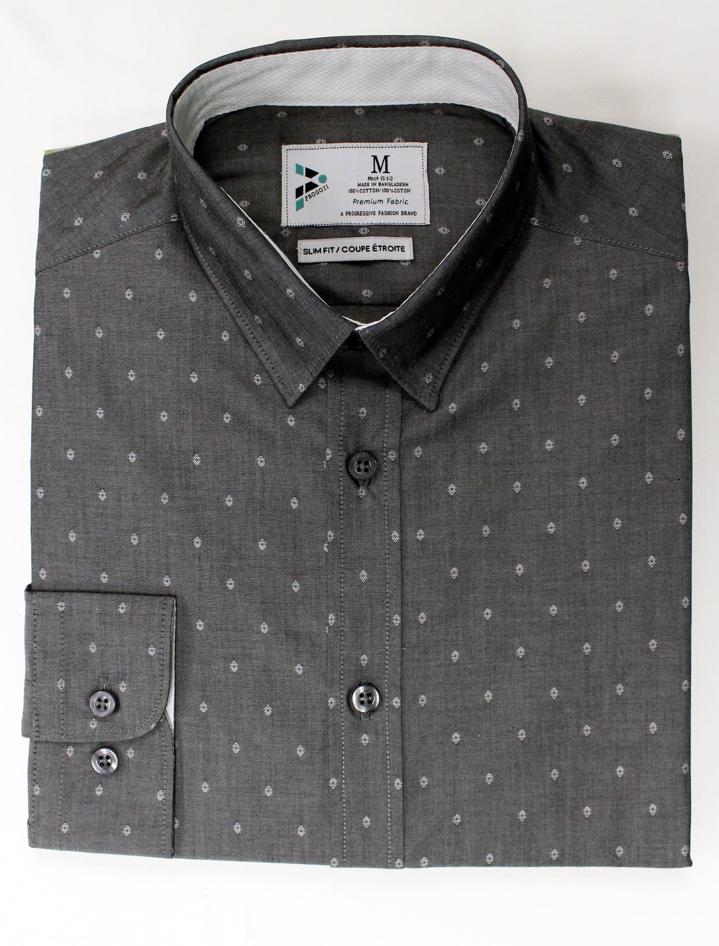 Fashion2017, fallfashion, canadafashion, torontofashion, canadianbrand, fallstyle, minimalfashion, minimal, fashiontrends2017Grey Diamond Print Dress Shirt
