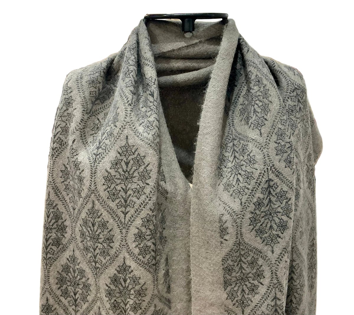 Yak Wool Scarf Grey Snowflake