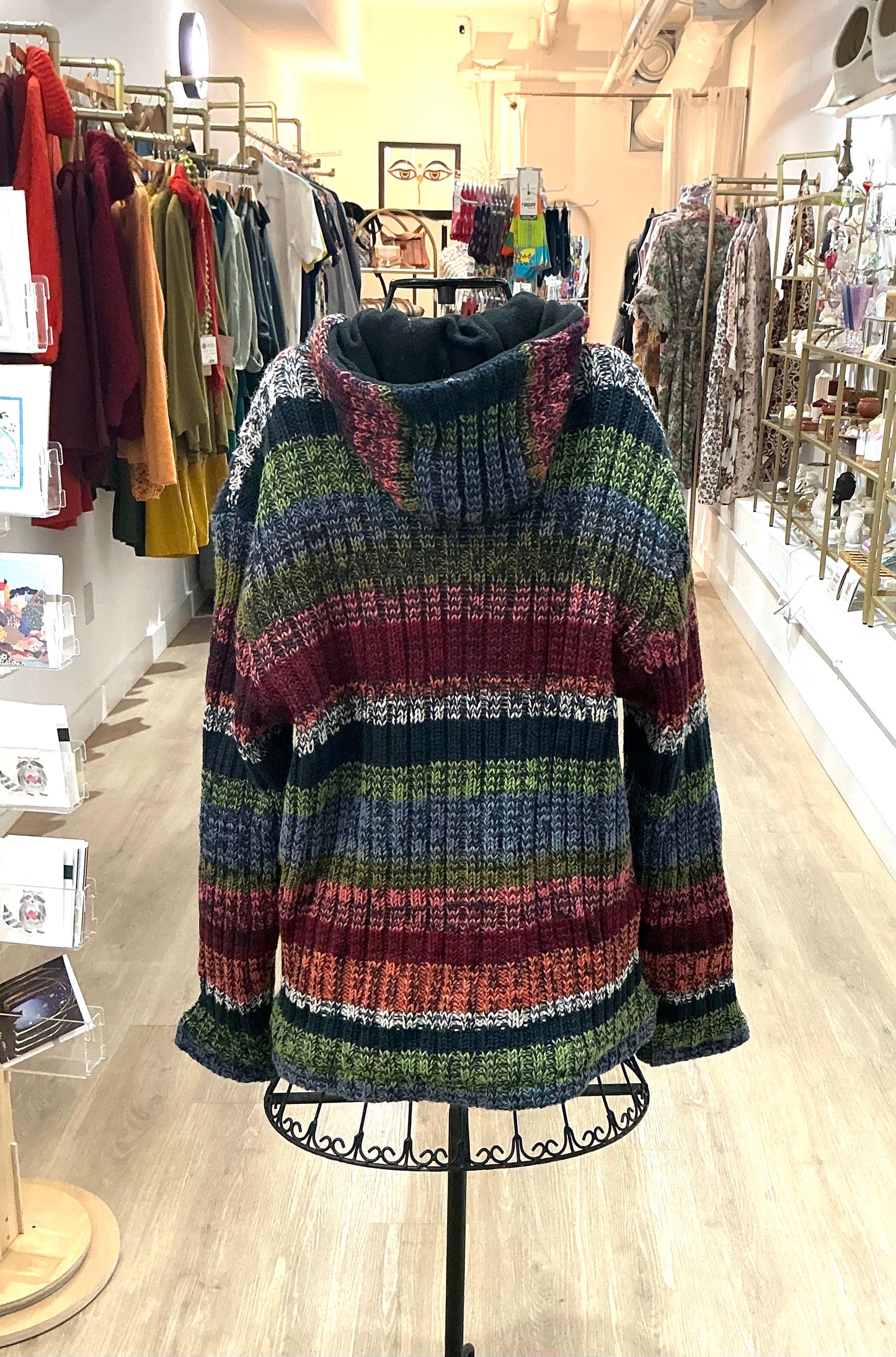Knitted Fleece Lined Jacket (Unisex) Rainbow Stripe