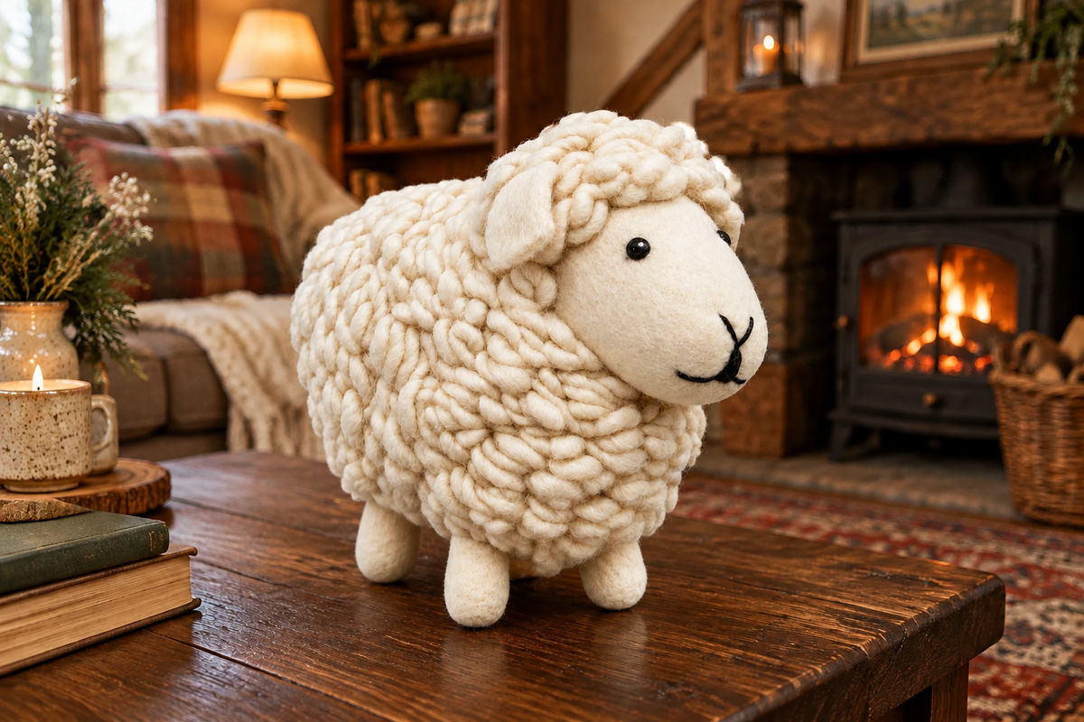 Large Standing White Sheep Decor