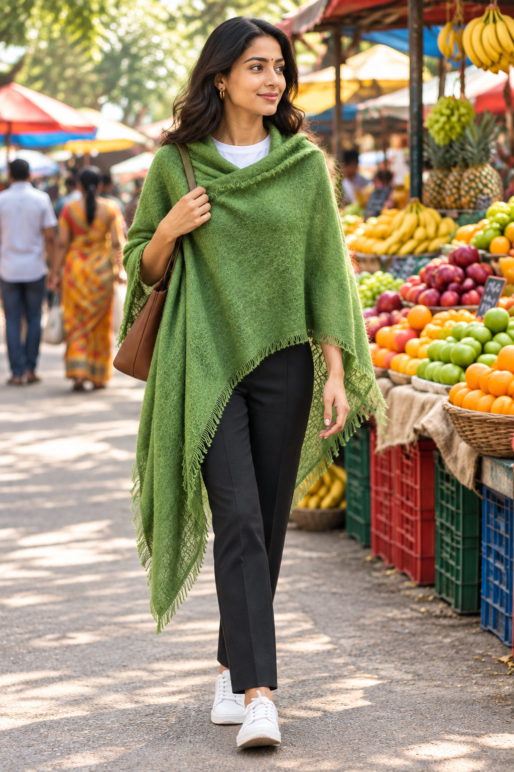 Pure Cashmere Green Felted Scarf