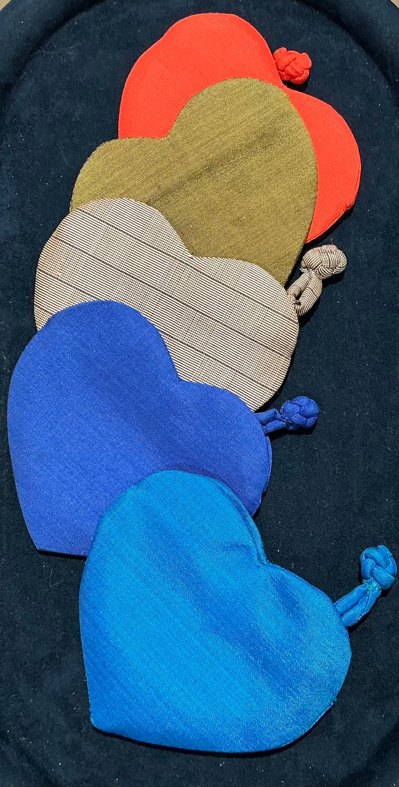 Silk heart pouches