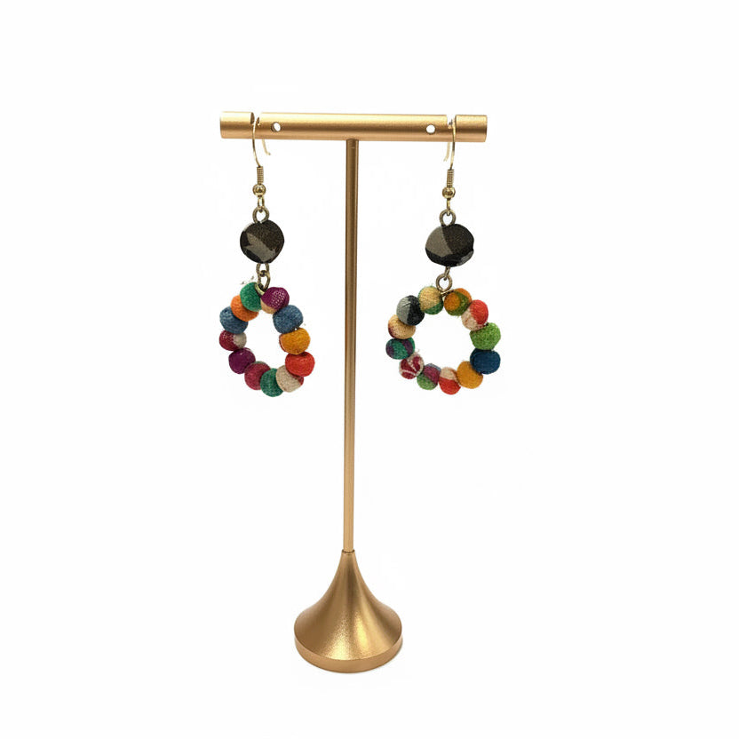 Kantha Single Ball Small Hoops