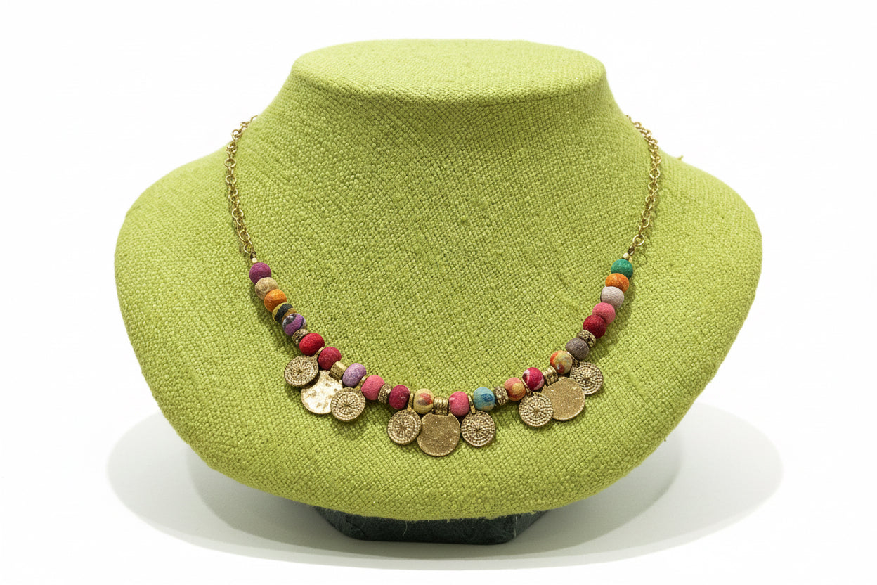 Brass Kantha Necklace (Small Coins)