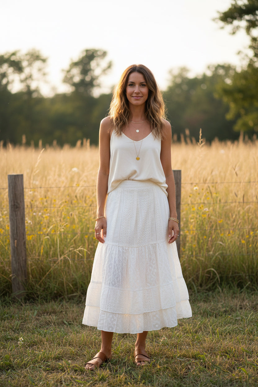 White eyelet skirt