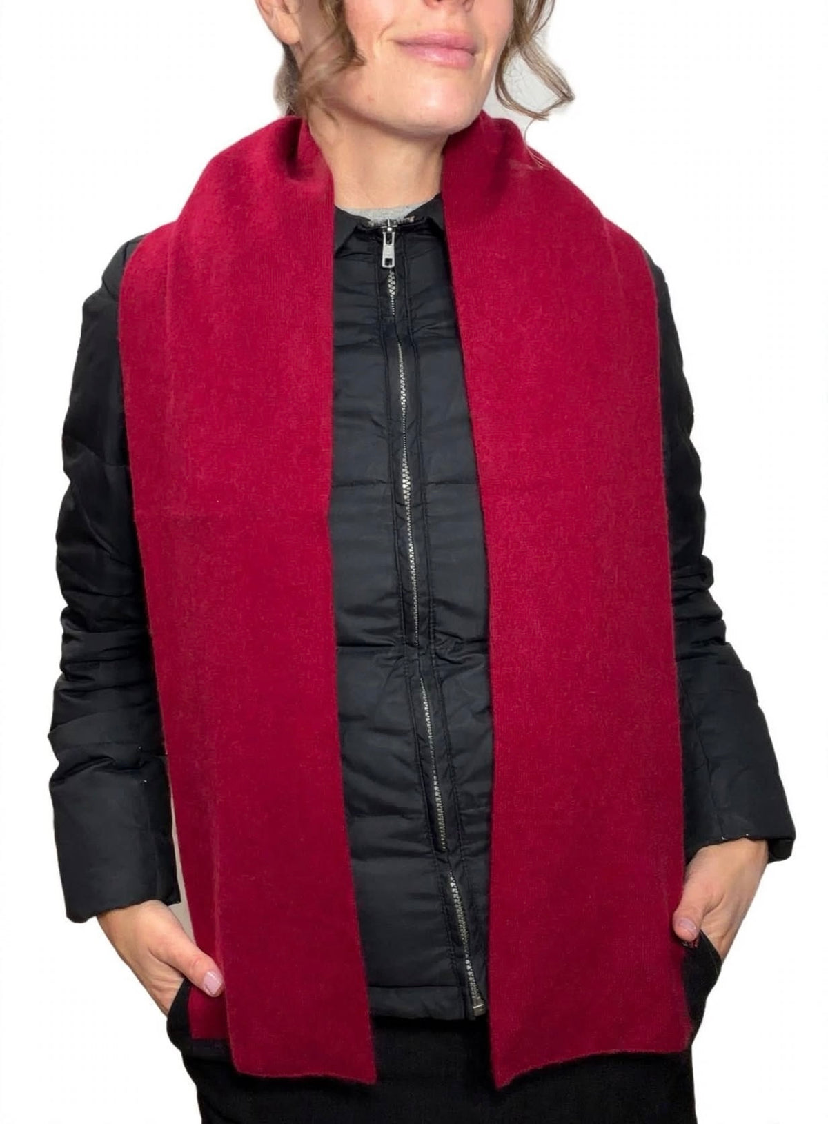 Plush Cashmere Muffler - 100% Pure Double Thick Burgundy