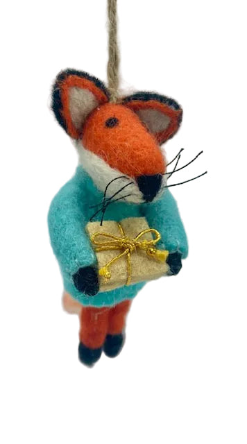 Orange Fox with Gift Ornament