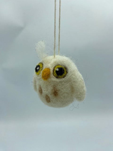 Mini White Owl Ornament 212