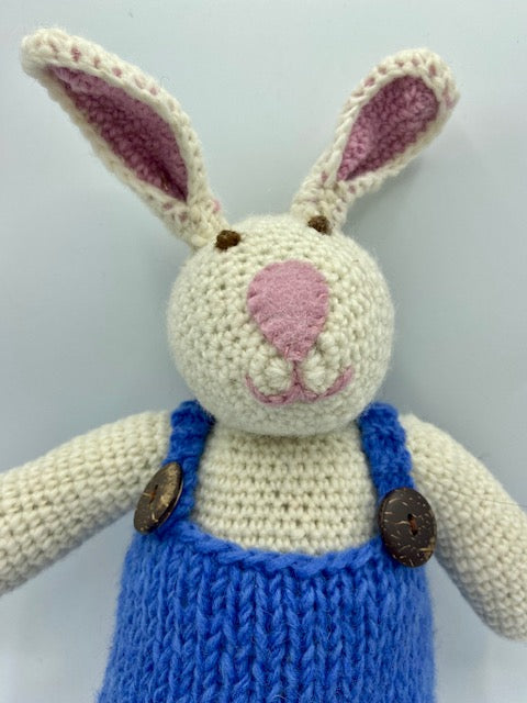 Crochet Knitted Bunny - Blue Jumper