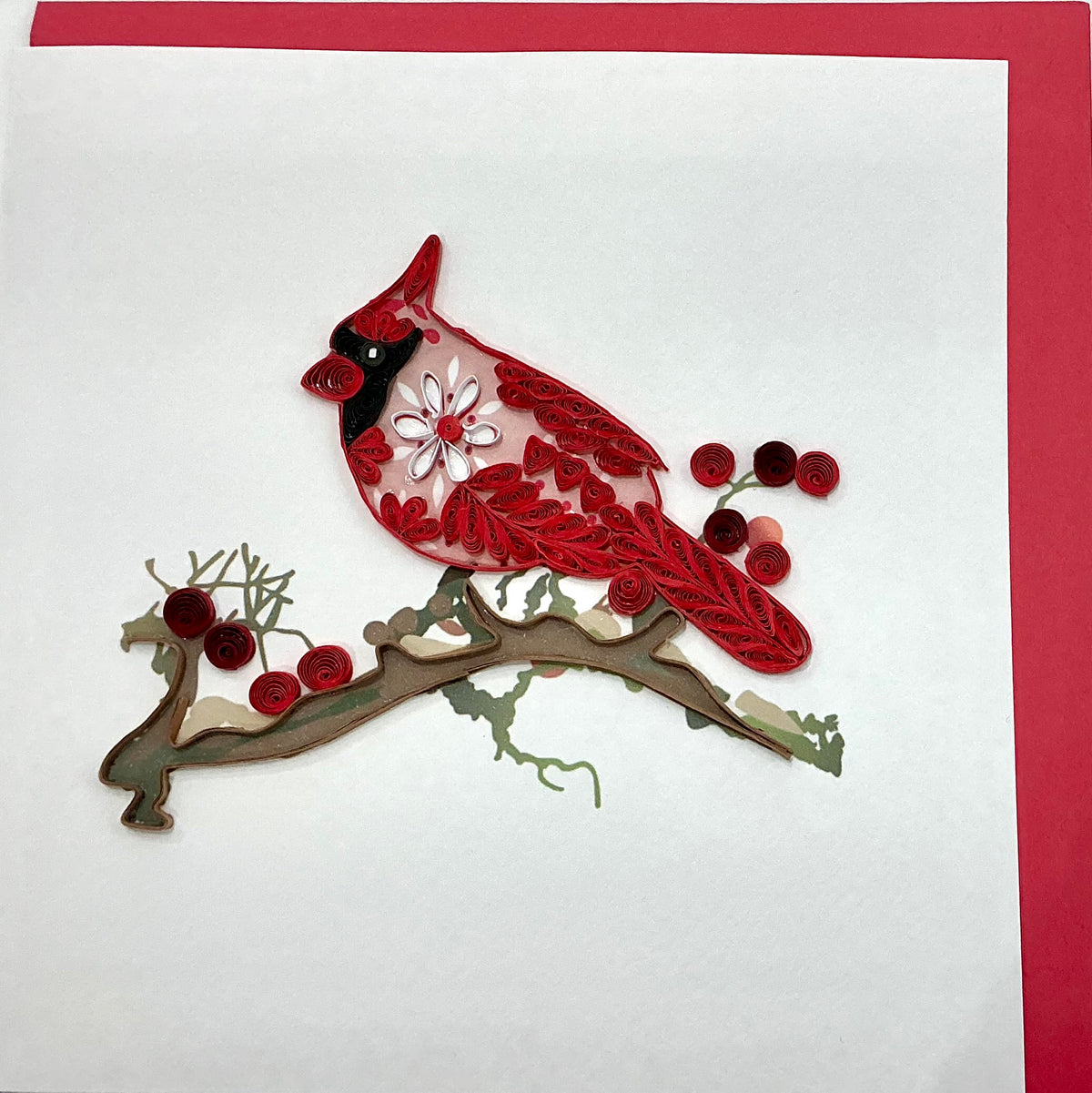 Card - Red Cardinal on branch