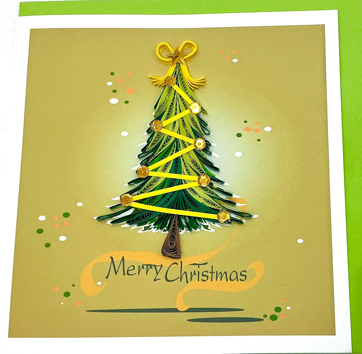 Card - Christmas tree with gold decorations