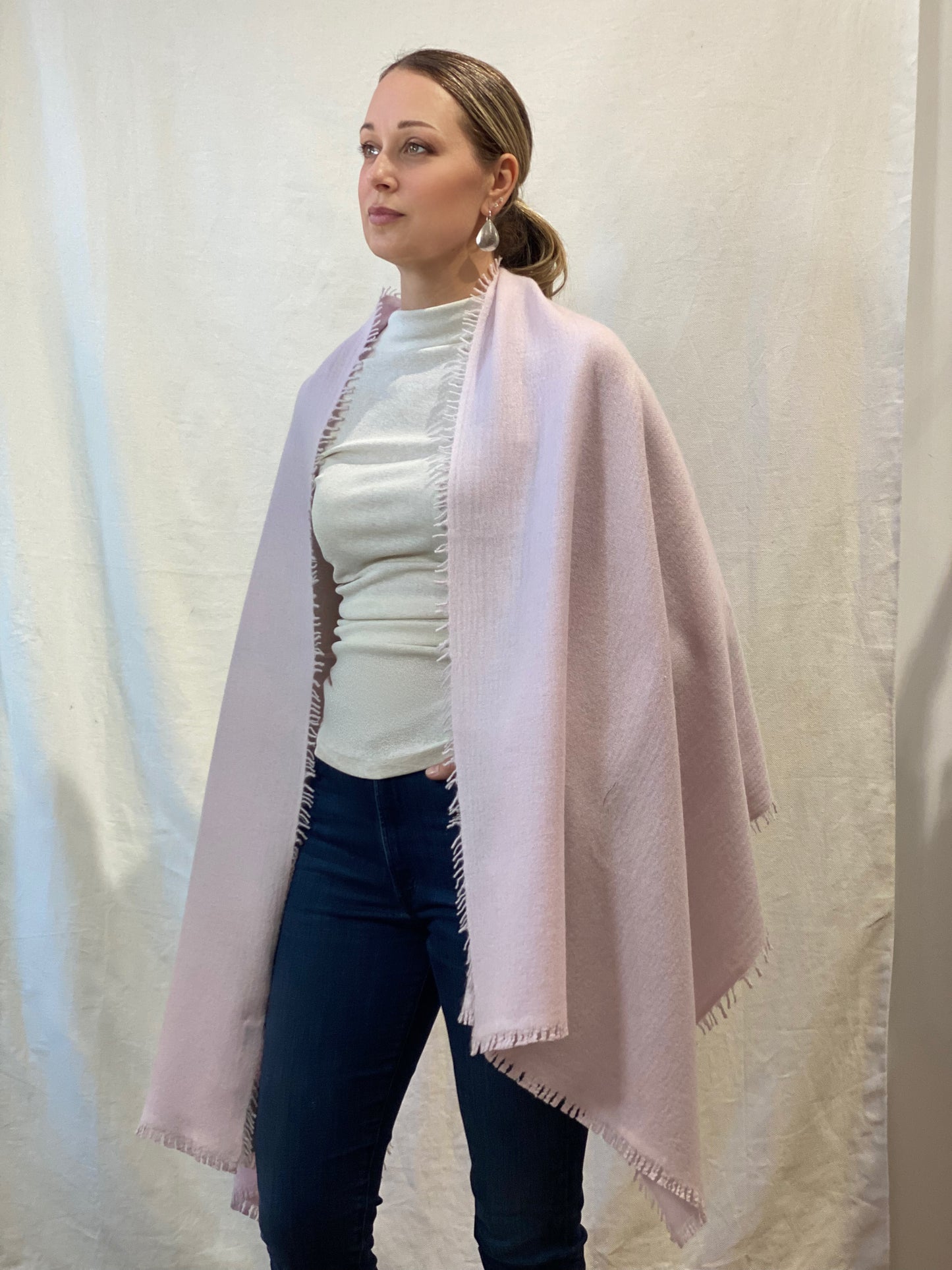 Pure Cashmere Rose Pink Large Scarf