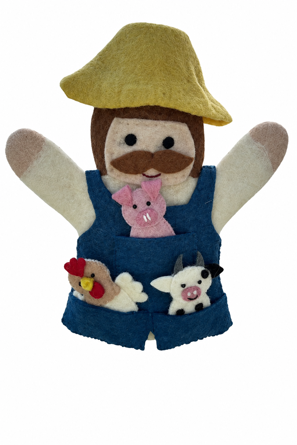 Old MacDonald Hand Puppet - with 4 Animal Finger Puppets