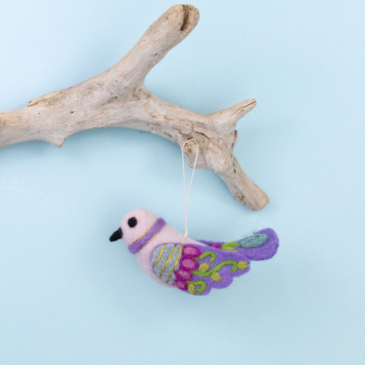 Purple Embroidered Bird Ornament 218