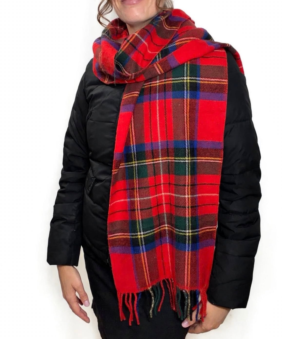 100% Cashmere Mixed Red Scottish Style Muffler