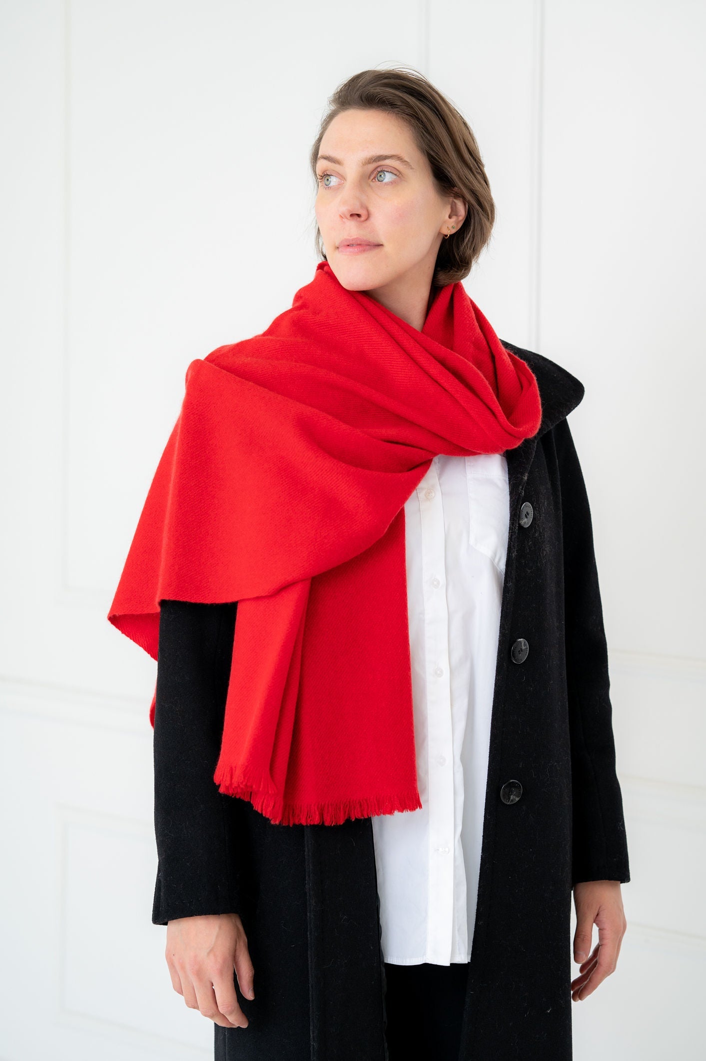 Pure Cashmere Solid Red Scarves