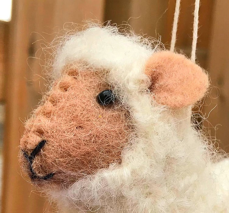 White Sheep Tan Face Ornament 219
