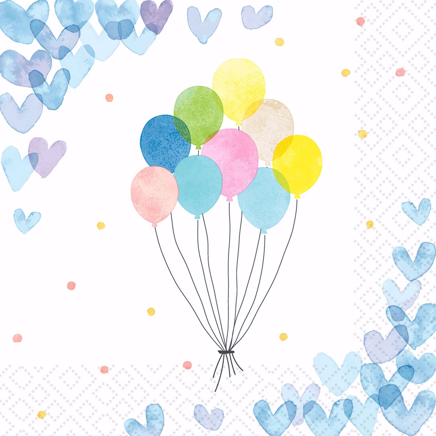 Hearts Balloons Luncheon Napkin