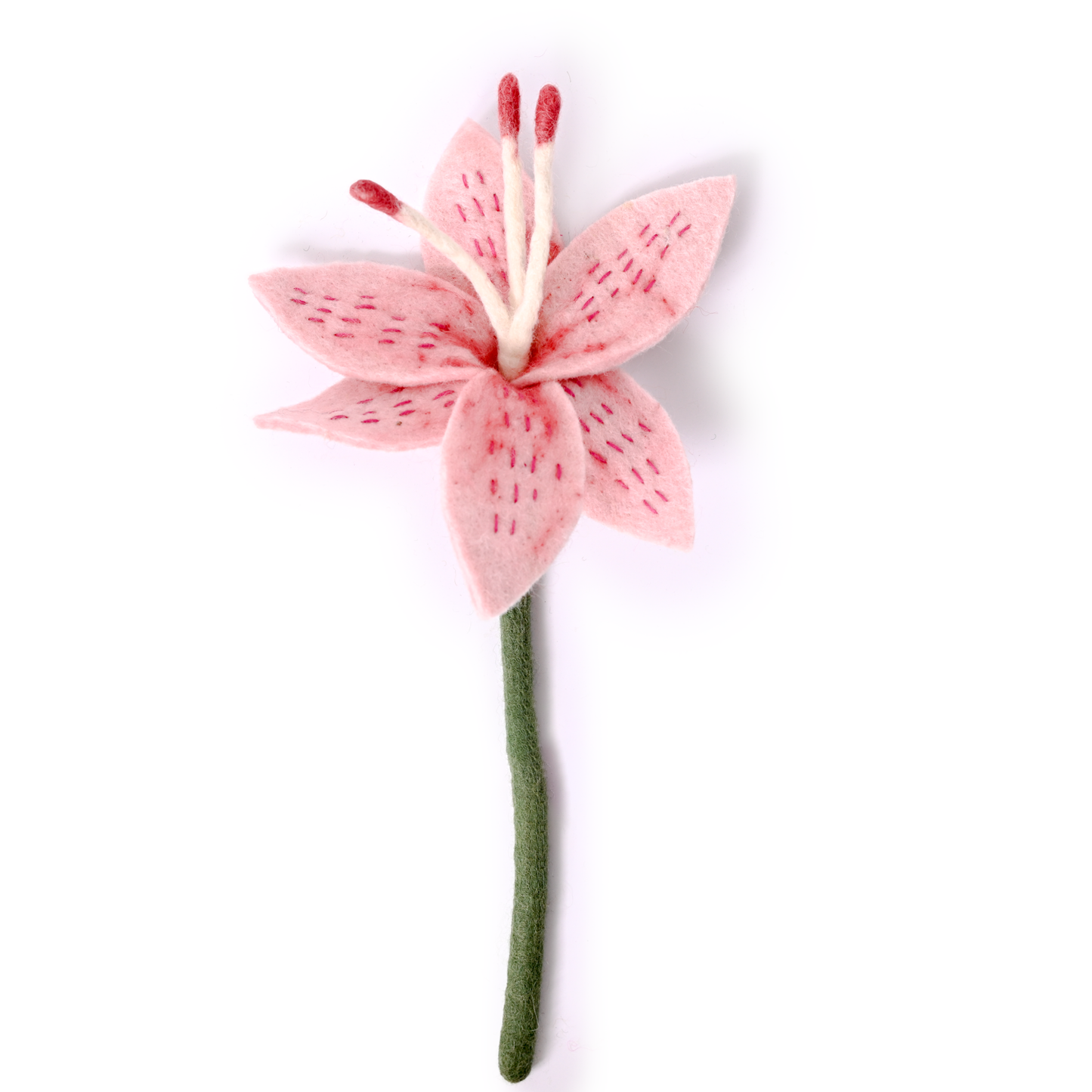 Felt Stargazer Lily Flower: Apricot
