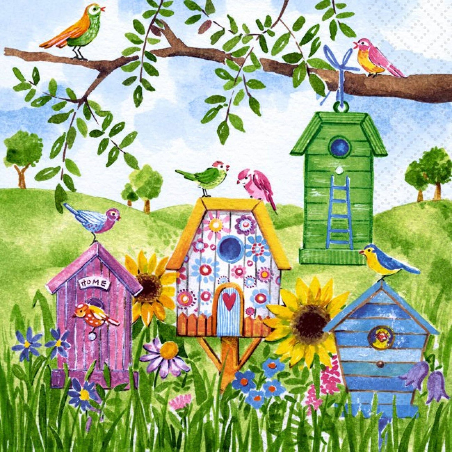 Birdhouses Luncheon Napkins