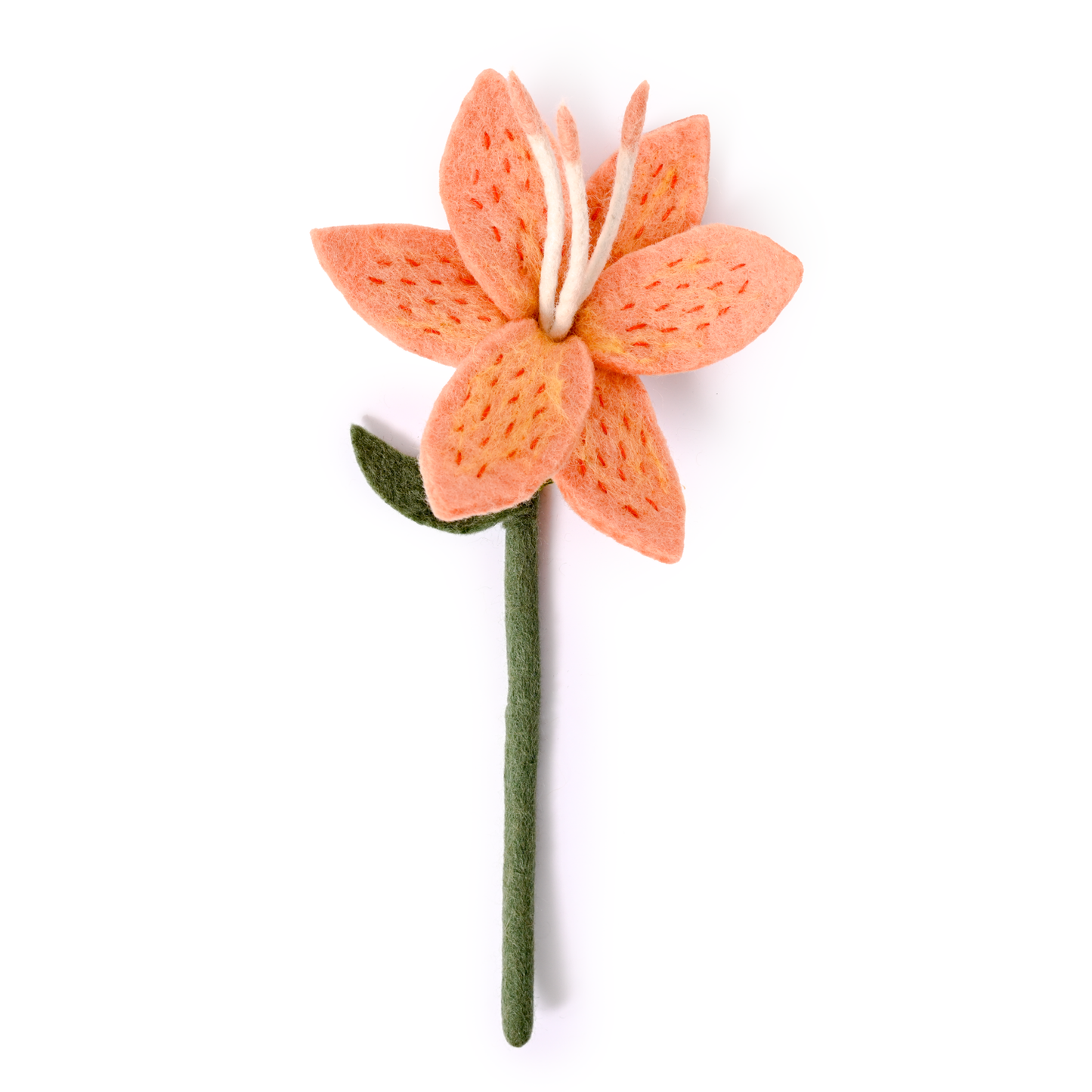 Felt Stargazer Lily Flower: Apricot