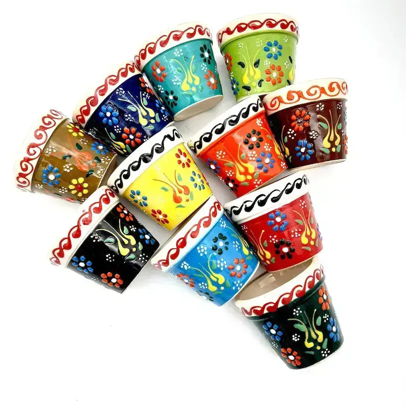 Mexican Handpainted Ceramic Succulent Pots - 30 Pcs