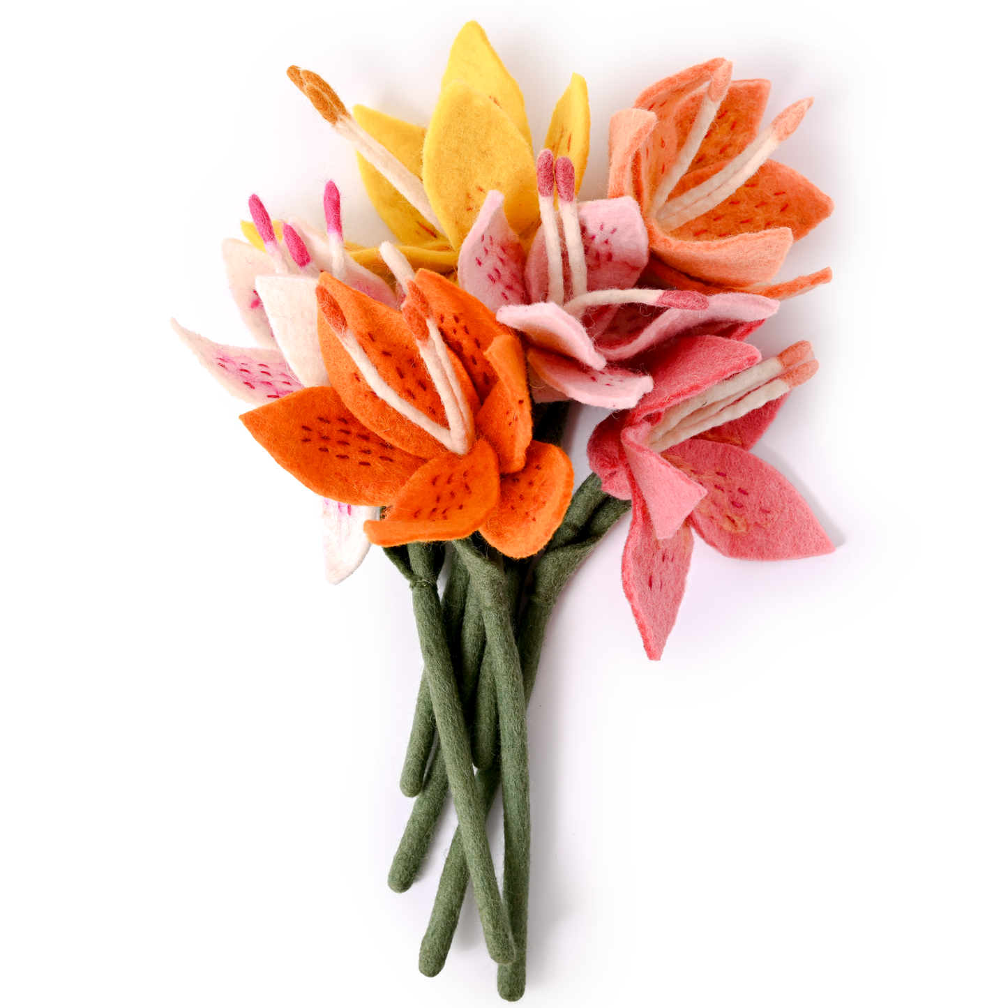 Felt Stargazer Lily Flower: Apricot