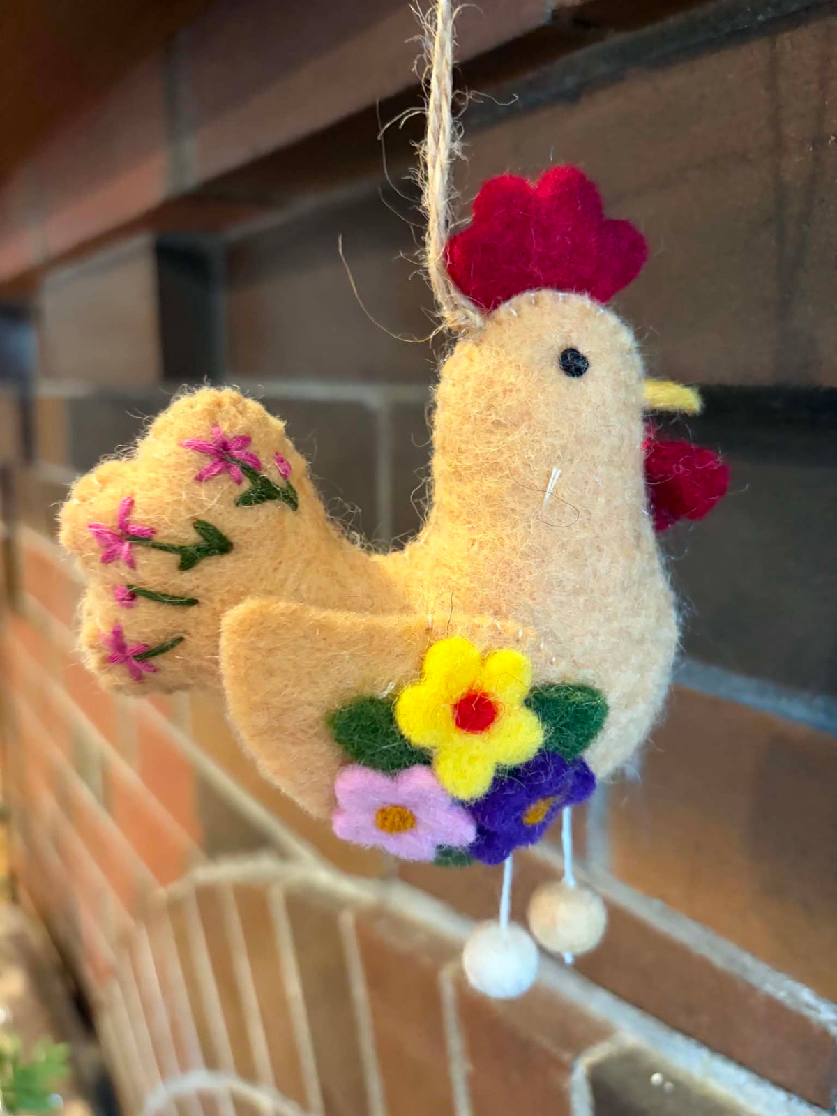Brown Flower Chicken Ornament