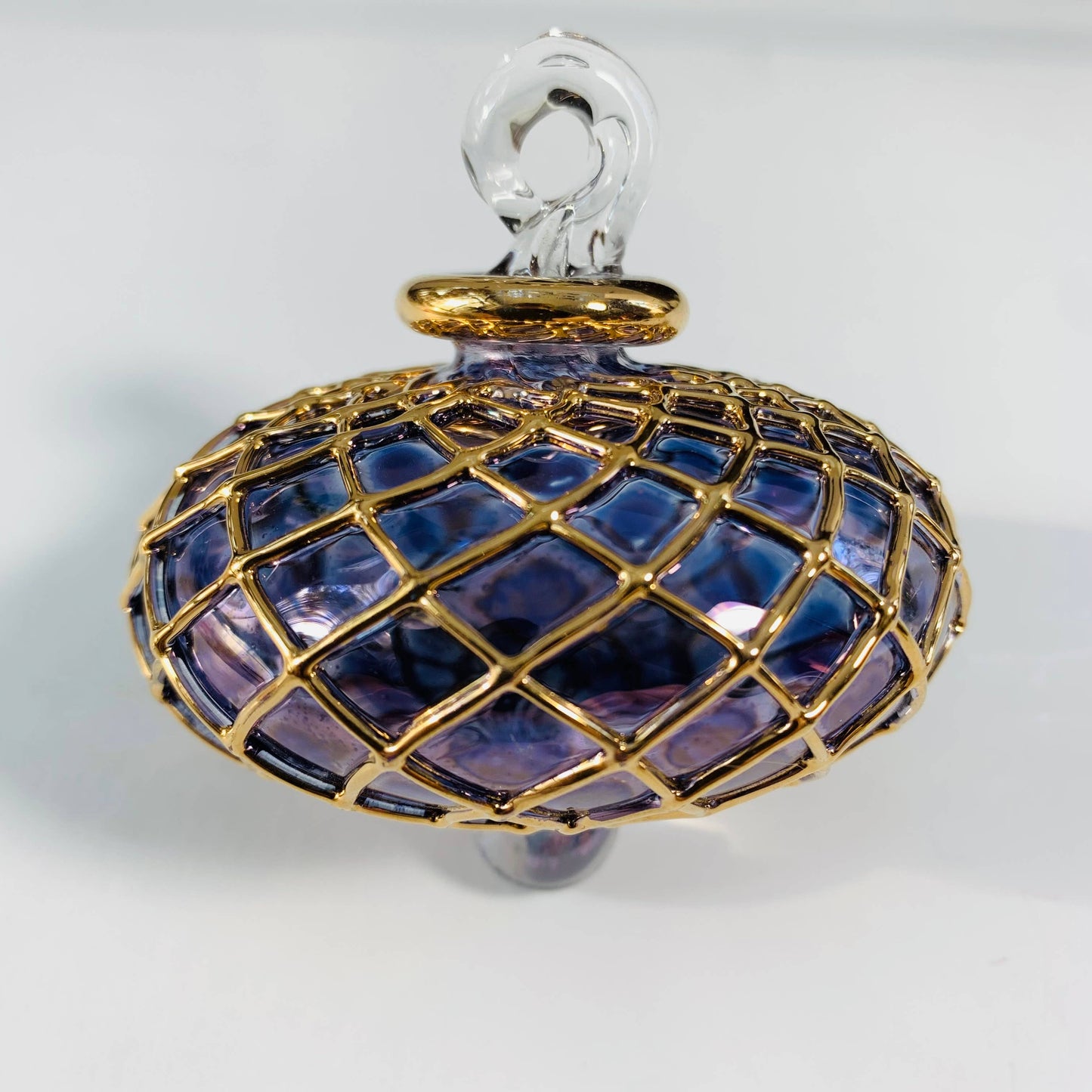 Blown Glass Small Ornament - Diamond Toupie: Amber