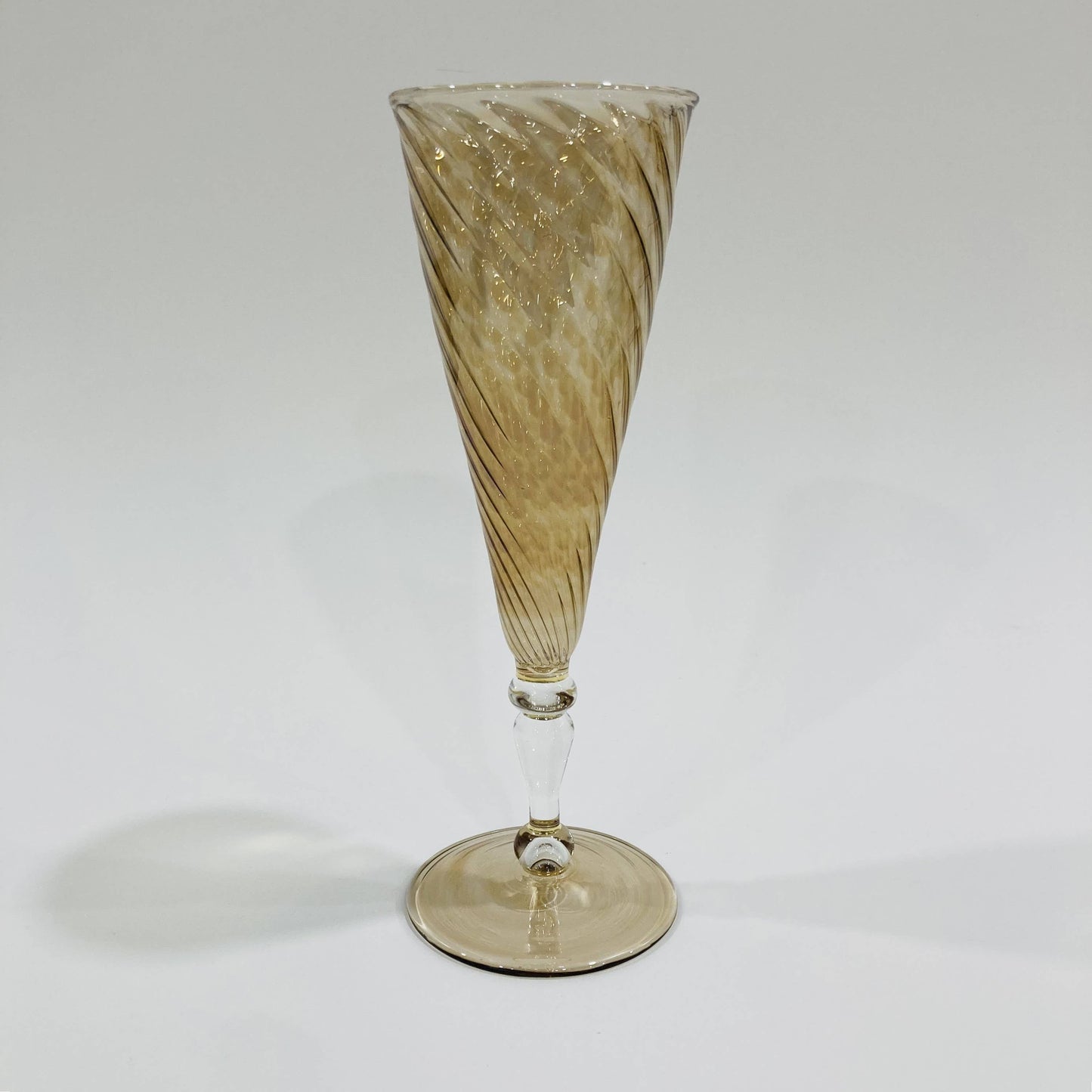 Blown Glass Long Stem Champagne Flute - Iridescent: Lavender