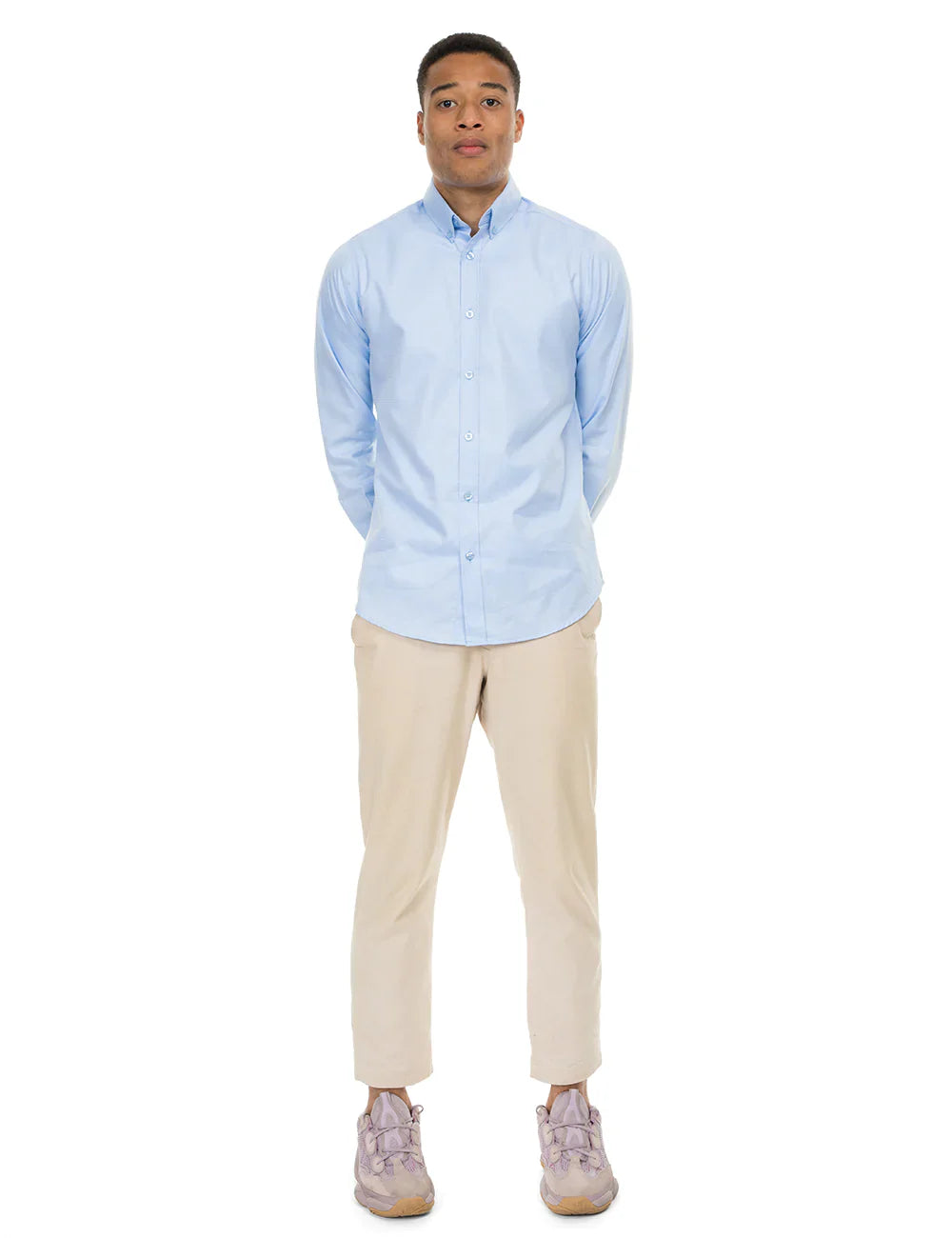 Blue Herringbone Dress Shirt