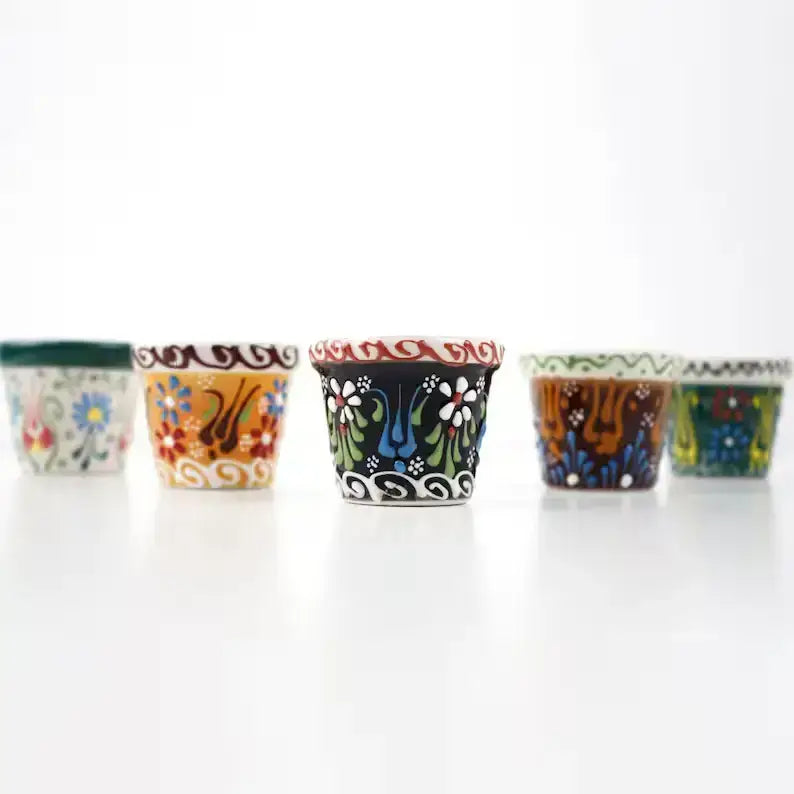 Mexican Handpainted Ceramic Succulent Pots - 30 Pcs