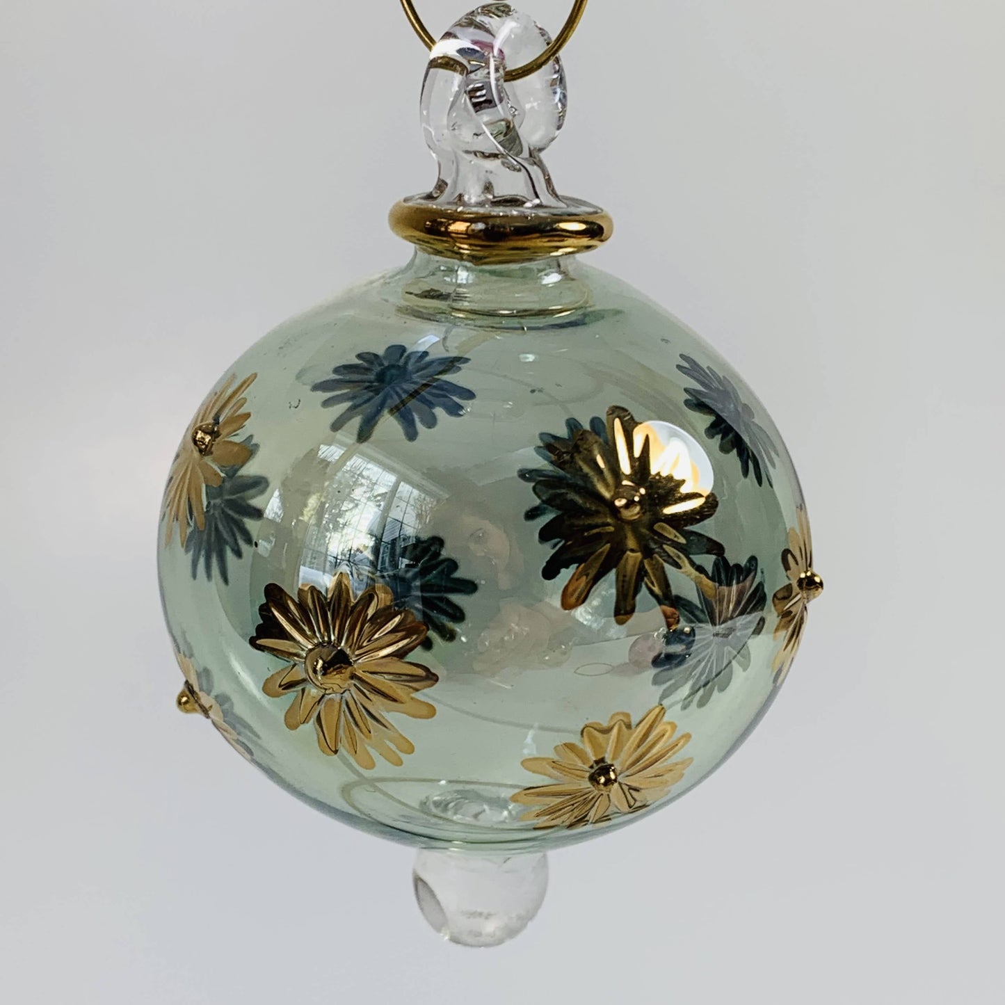 Blown Glass Small Ornament - Starry Sky: Green