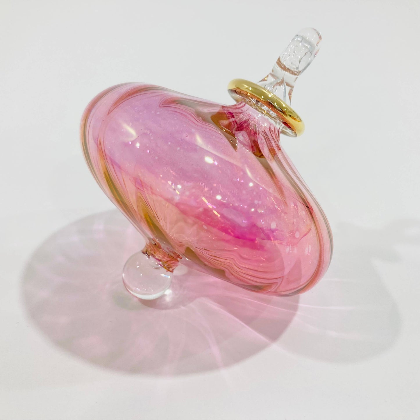 Blown Glass - Toupie Wavy Pink