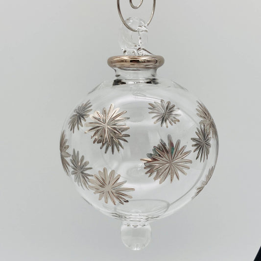 Blown Glass Small Ornament - Starry Sky: Silver