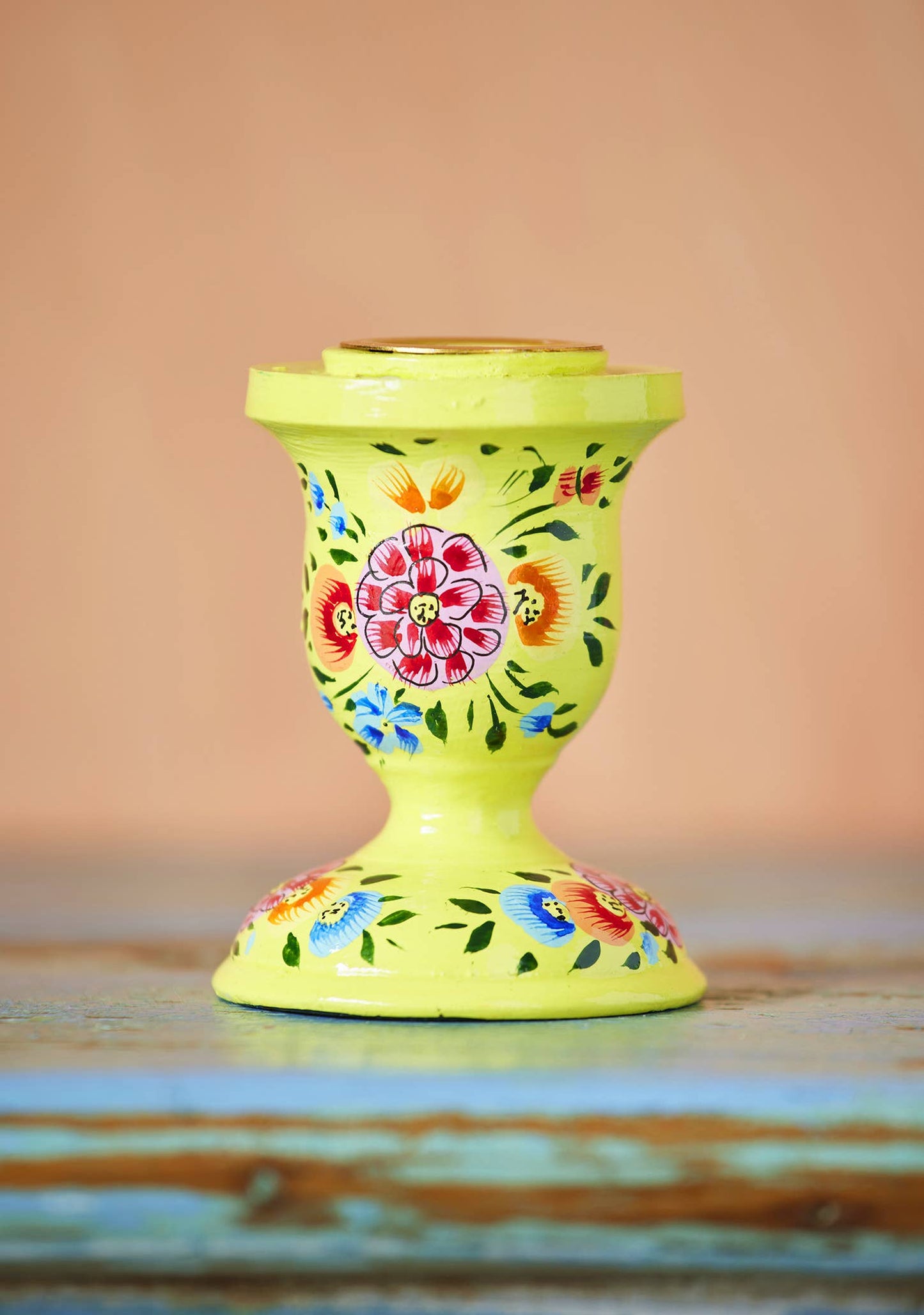Hand Painted Kashmiri candle stick holder