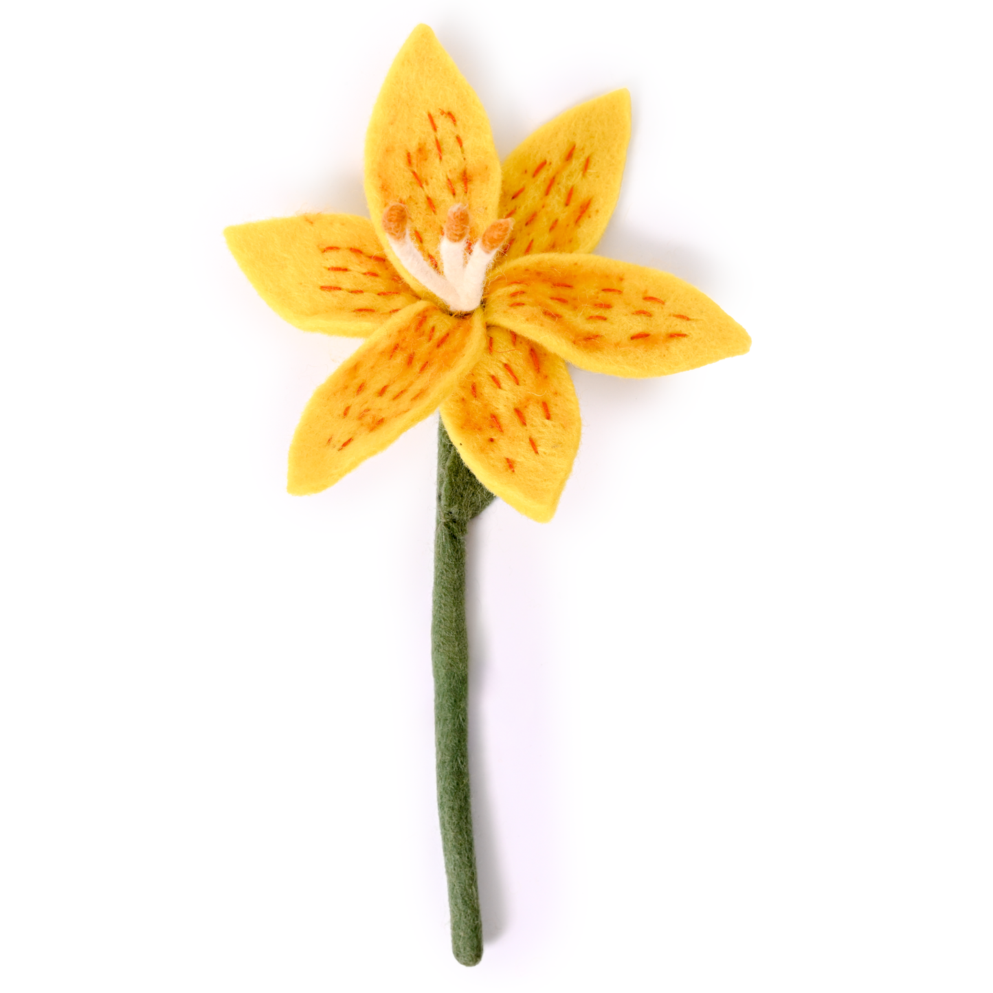 Felt Stargazer Lily Flower: Apricot
