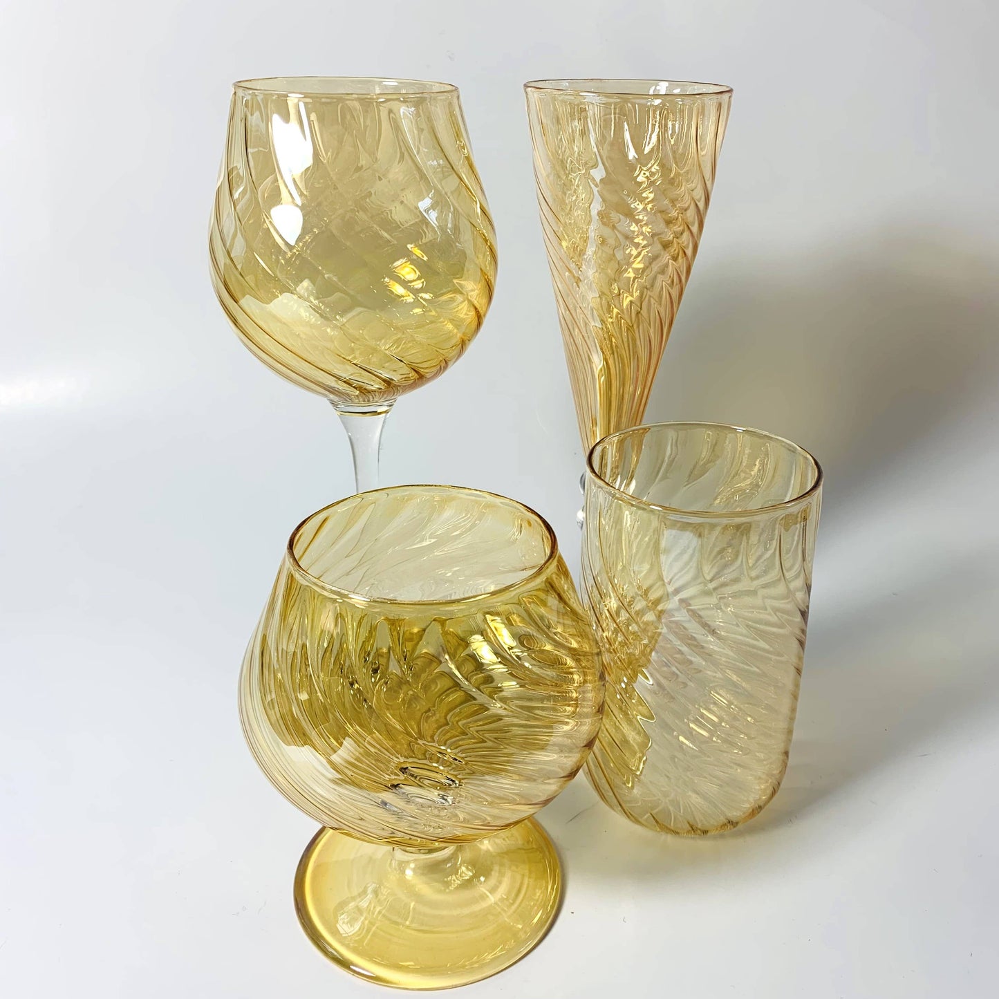 Blown Glass Long Stem Champagne Flute - Iridescent: Lavender