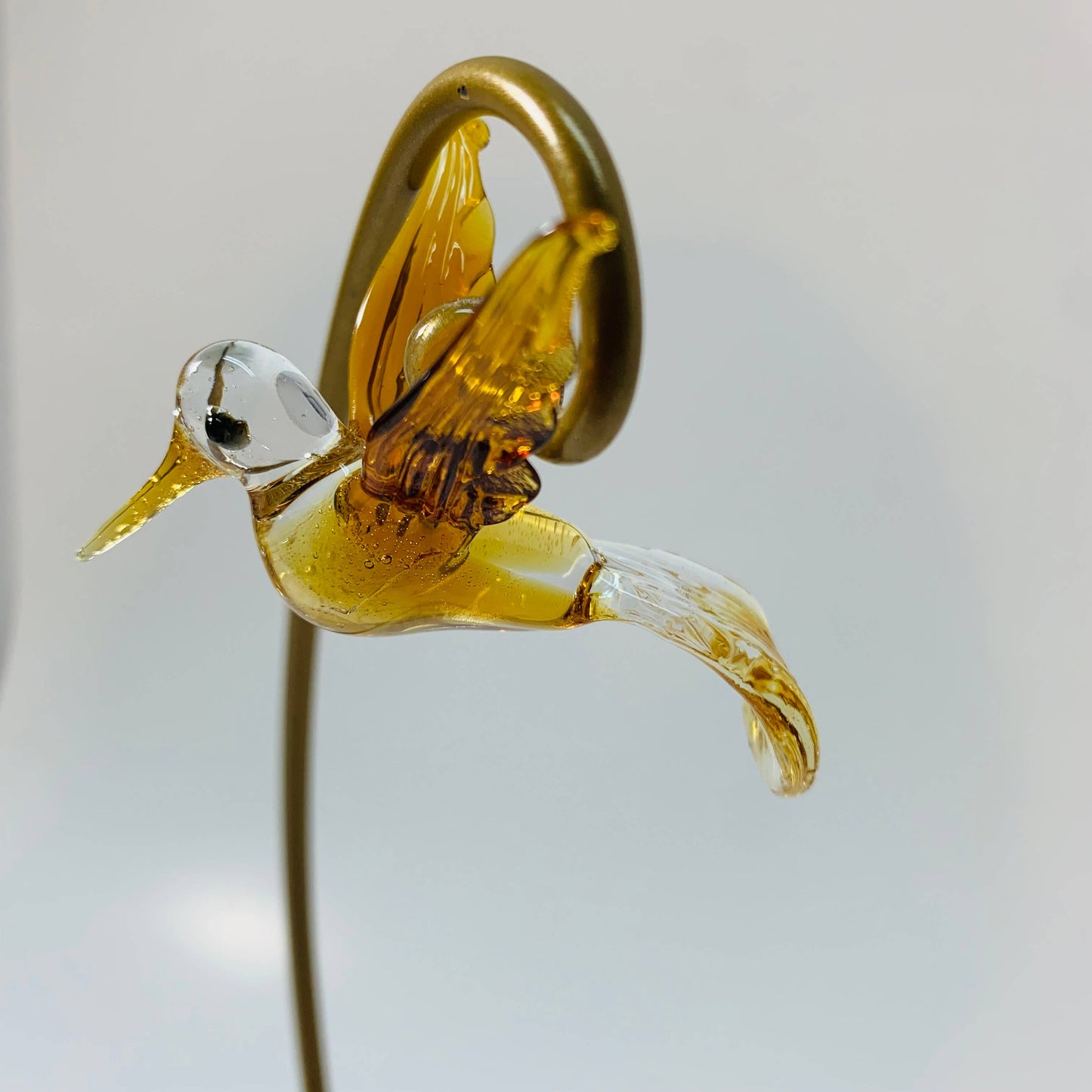 Blown Glass Ornament - Hummingbird Flying: Green