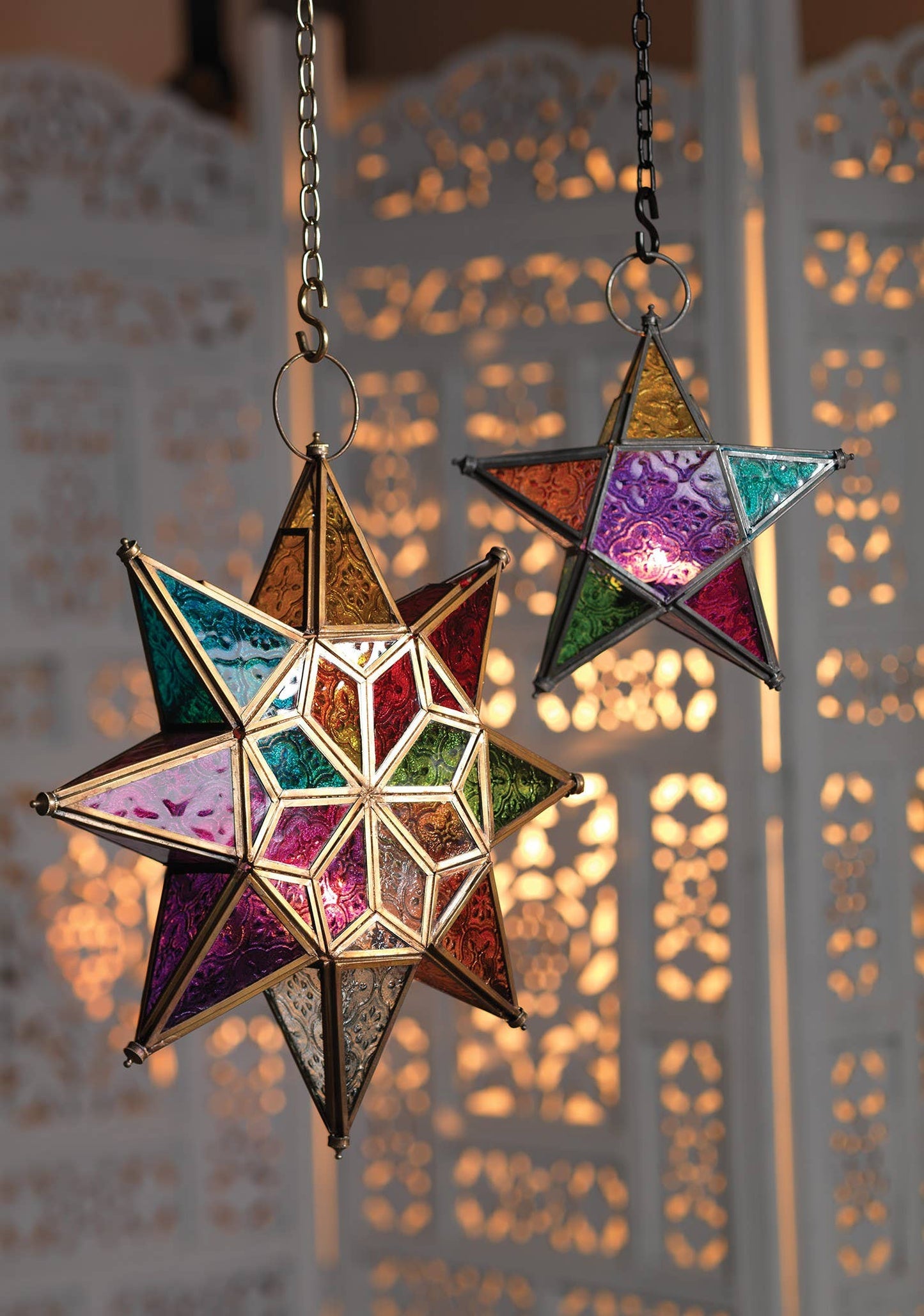 Large Star Stained Glass Lantern