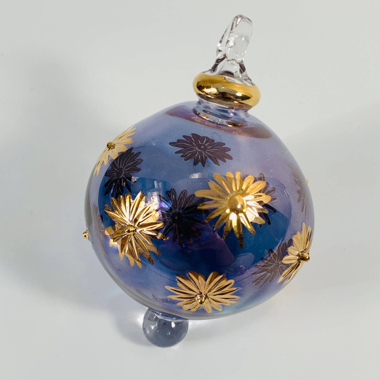 Blown Glass Small Ornament - Starry Sky: Silver