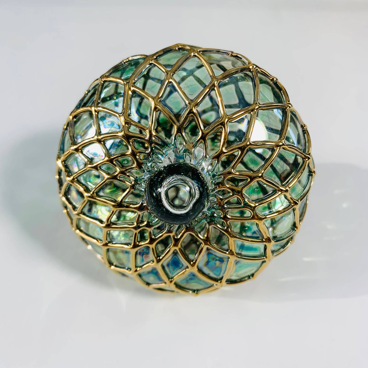 Blown Glass Small Ornament - Diamond Toupie: Amber