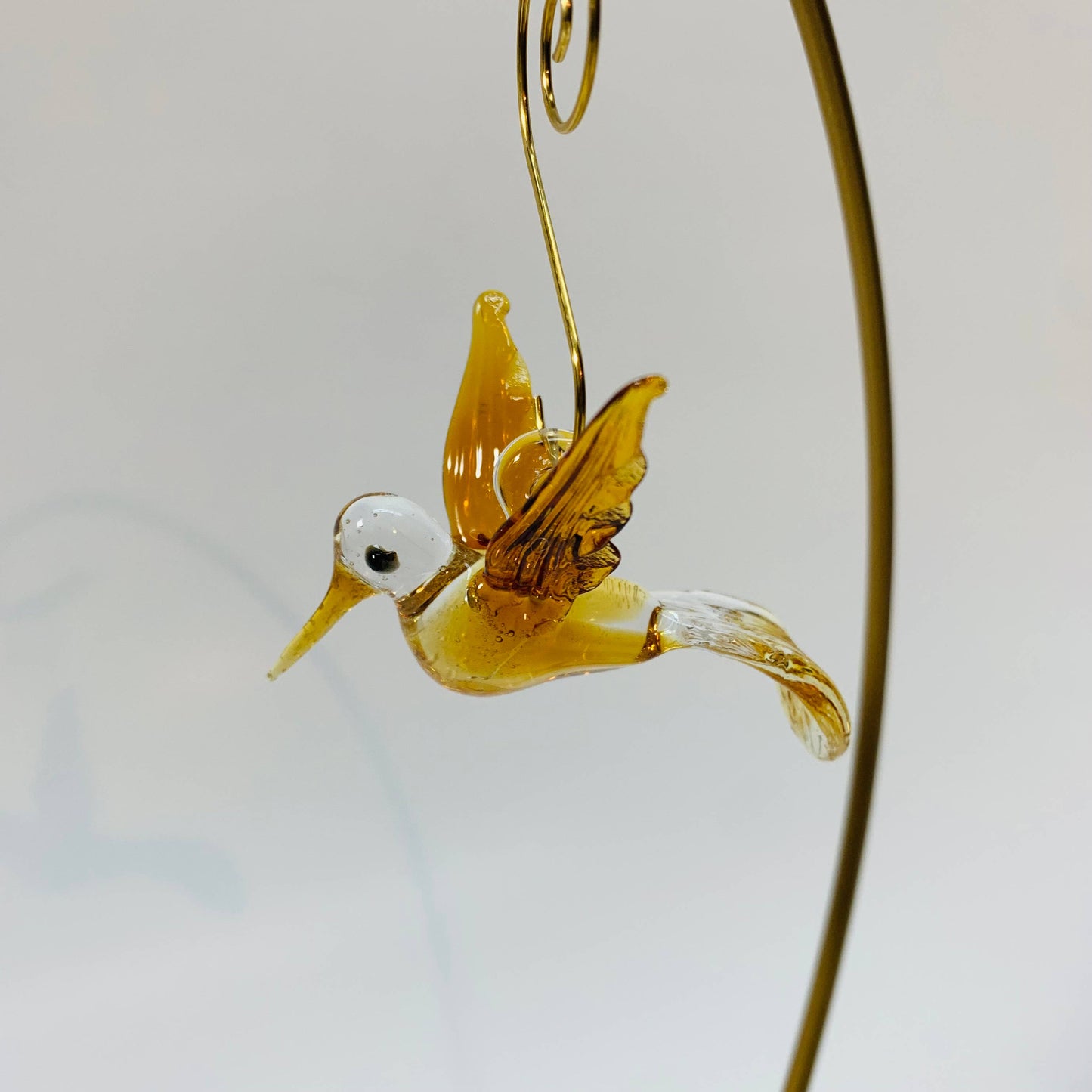 Blown Glass Ornament - Hummingbird Flying: Green